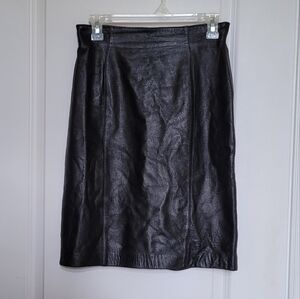 Evan Davies skirt vintage black lamb leather bikercore goth lambnappa neutral